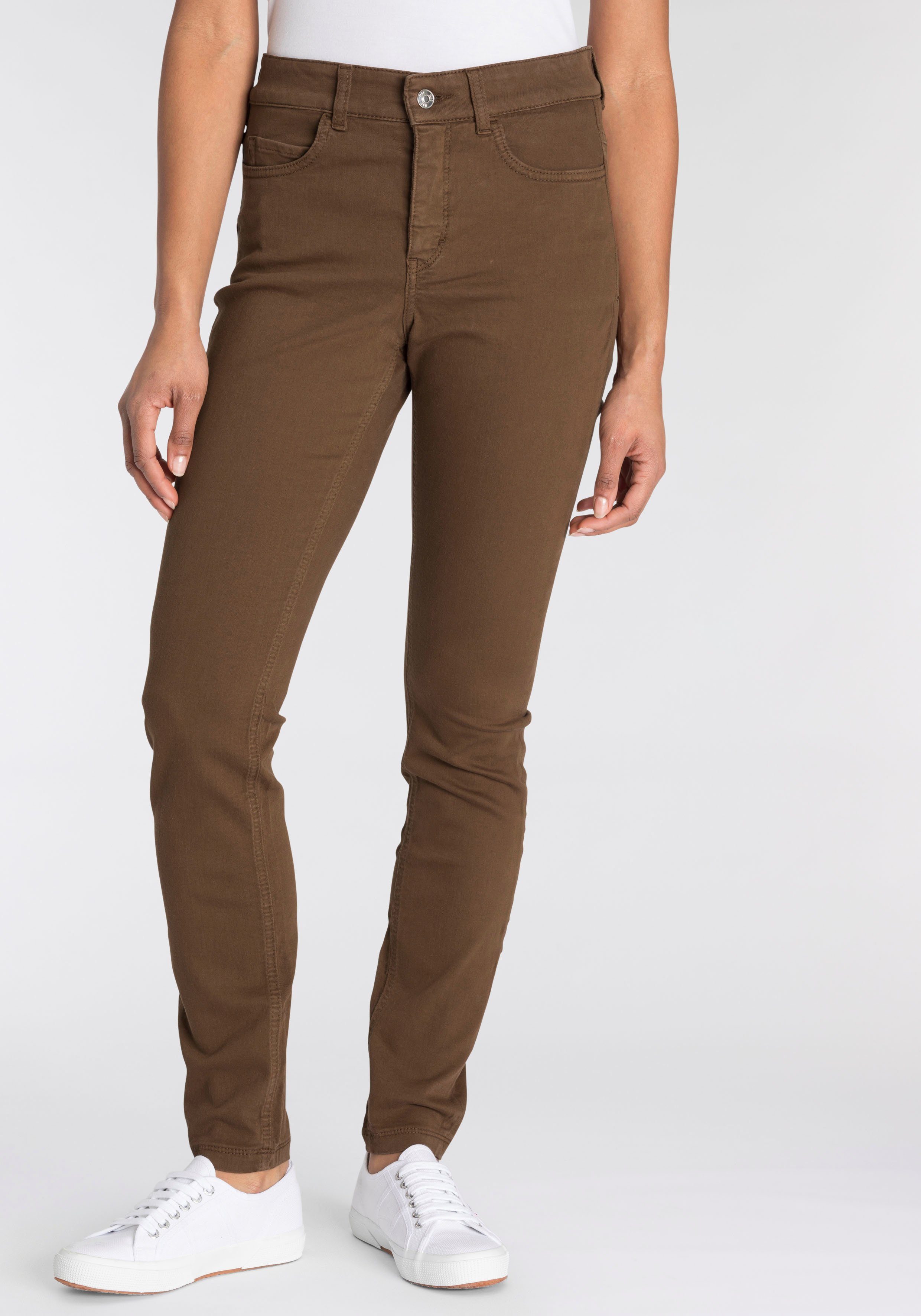 bequem Qualität Hiperstretch-Skinny brown Power-Stretch fawn Tag MAC ganzen sitzt Skinny-fit-Jeans den