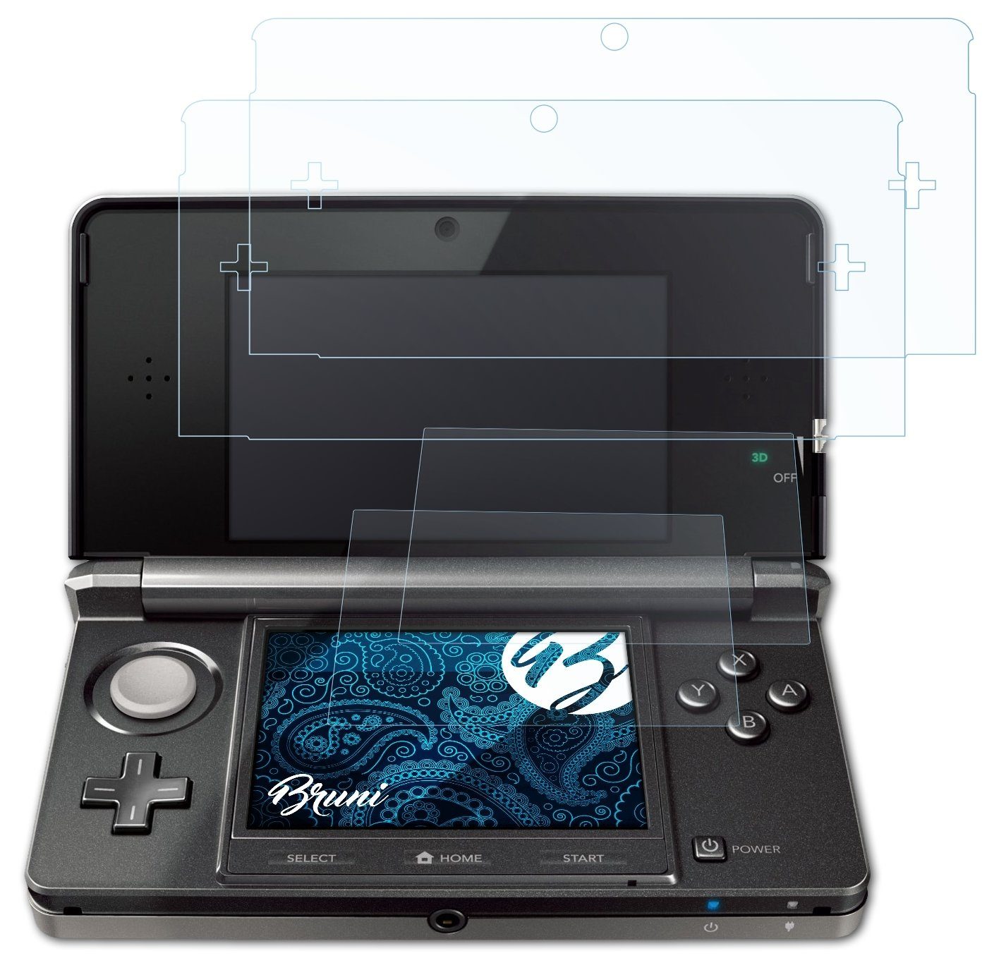 Bruni Schutzfolie Glasklare Displayschutzfolie für Nintendo 3DS 2011, (2er Set), praktisch unsichtbar