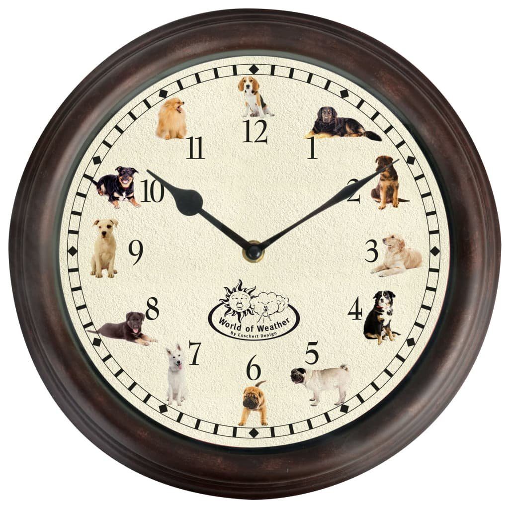 Esschert Design BV Wanduhr Uhr mit Hundegeräuschen