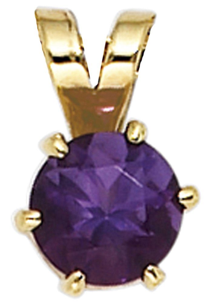 JOBO Kettenanhänger Anhänger mit Amethyst 9 mm, 14 Karat 585 Gold