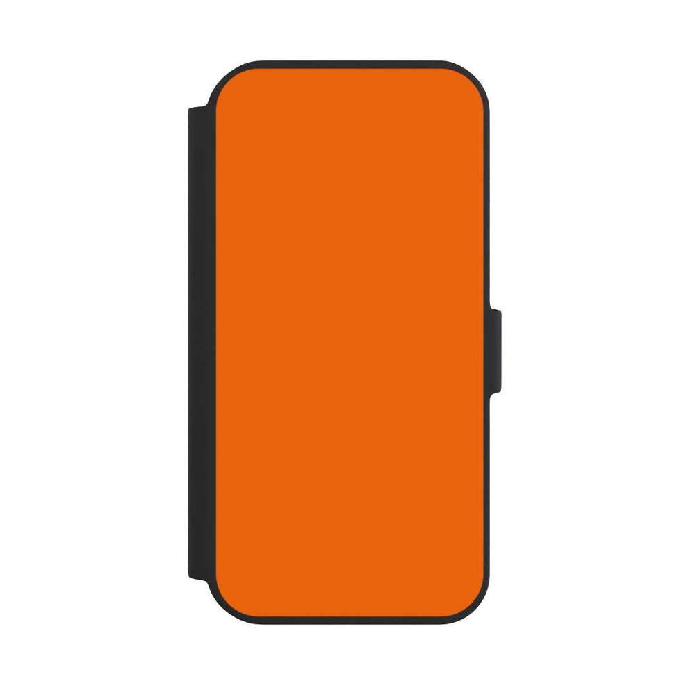 NIVOCASE Handyhülle einfarbig orange Farbe Mandarine, Apple iPhone 15 Klapphülle Handyhülle aus Kunst Leder NIVOflip schwarz