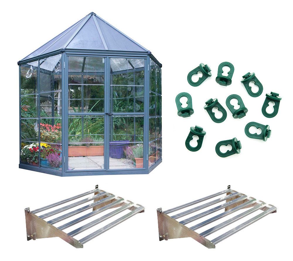 Palram - Canopia Gewächshaus Oasis Set, Eingebautes Regenrinnensystem, LxBxH 212x245x267cm
