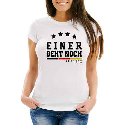 MoonWorks Print-Shirt Damen Fan-Shirt Deutschland Einer geht geht noch vier Sterne Fußball WM 2018 Moonworks® mit Print