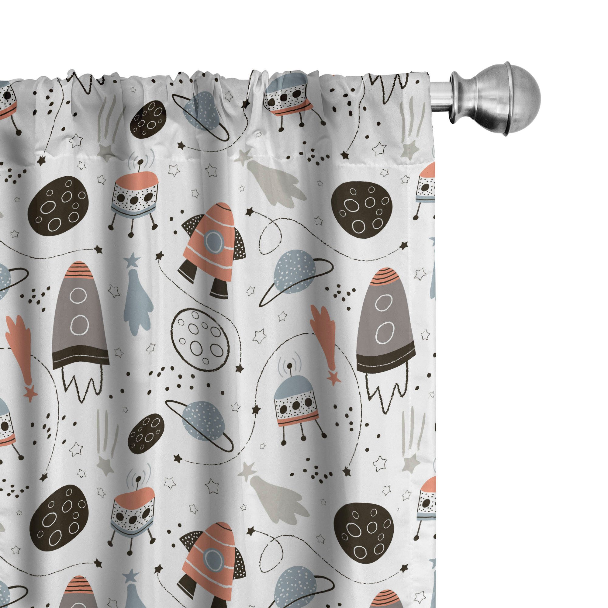 Abakuhaus Gardine Vorhang für Wohnzimmer Schlafzimmer Dekor, Microfaser, Kindergarten Exploring Outer Space