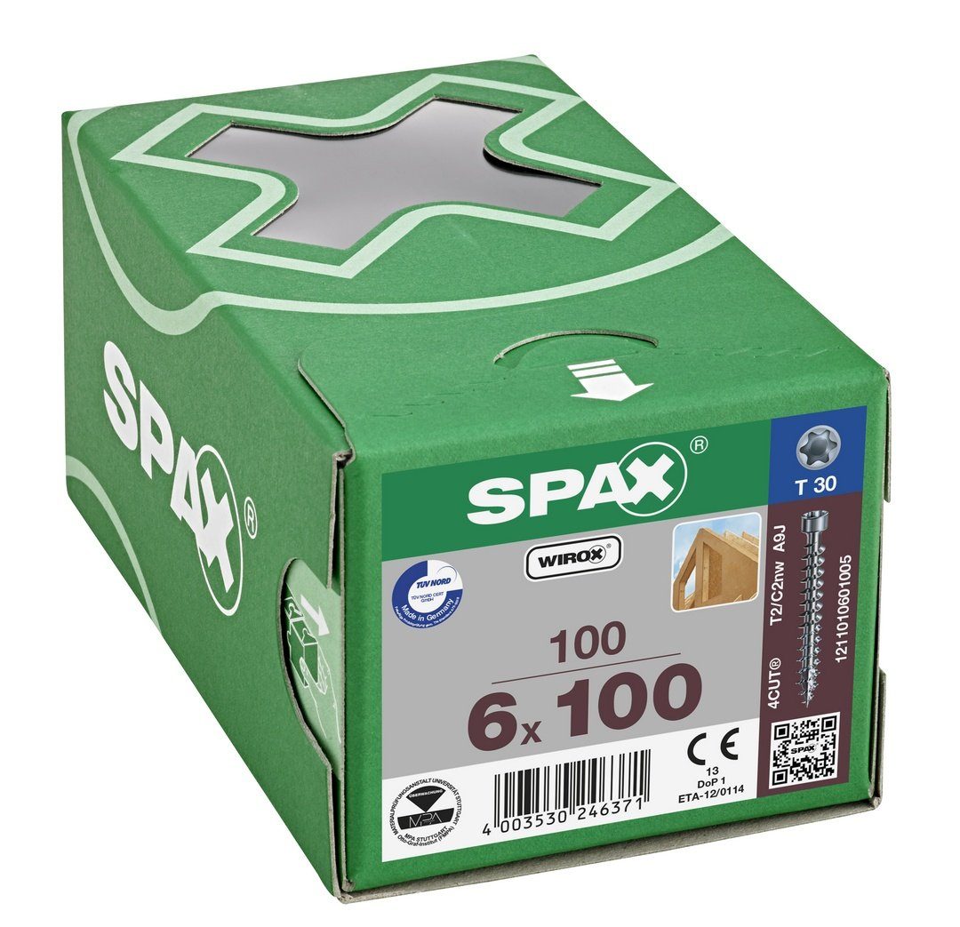 SPAX Spanplattenschraube IN.FORCE, (Stahl 6x100 100 mm St), verzinkt, weiß