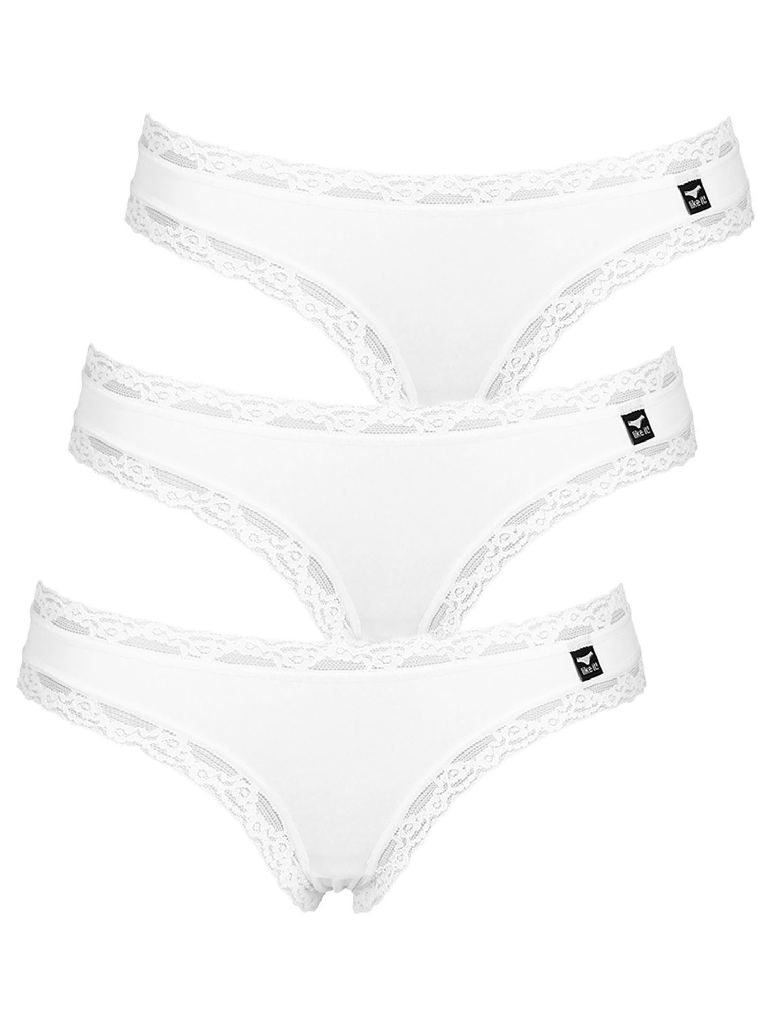 like it! Bikinislip 3er Pack Damen Minislip Olivia (Packung, 3-St) Abschlüsse aus elastischer Spitze, glatte Ware mit feinem Glanz