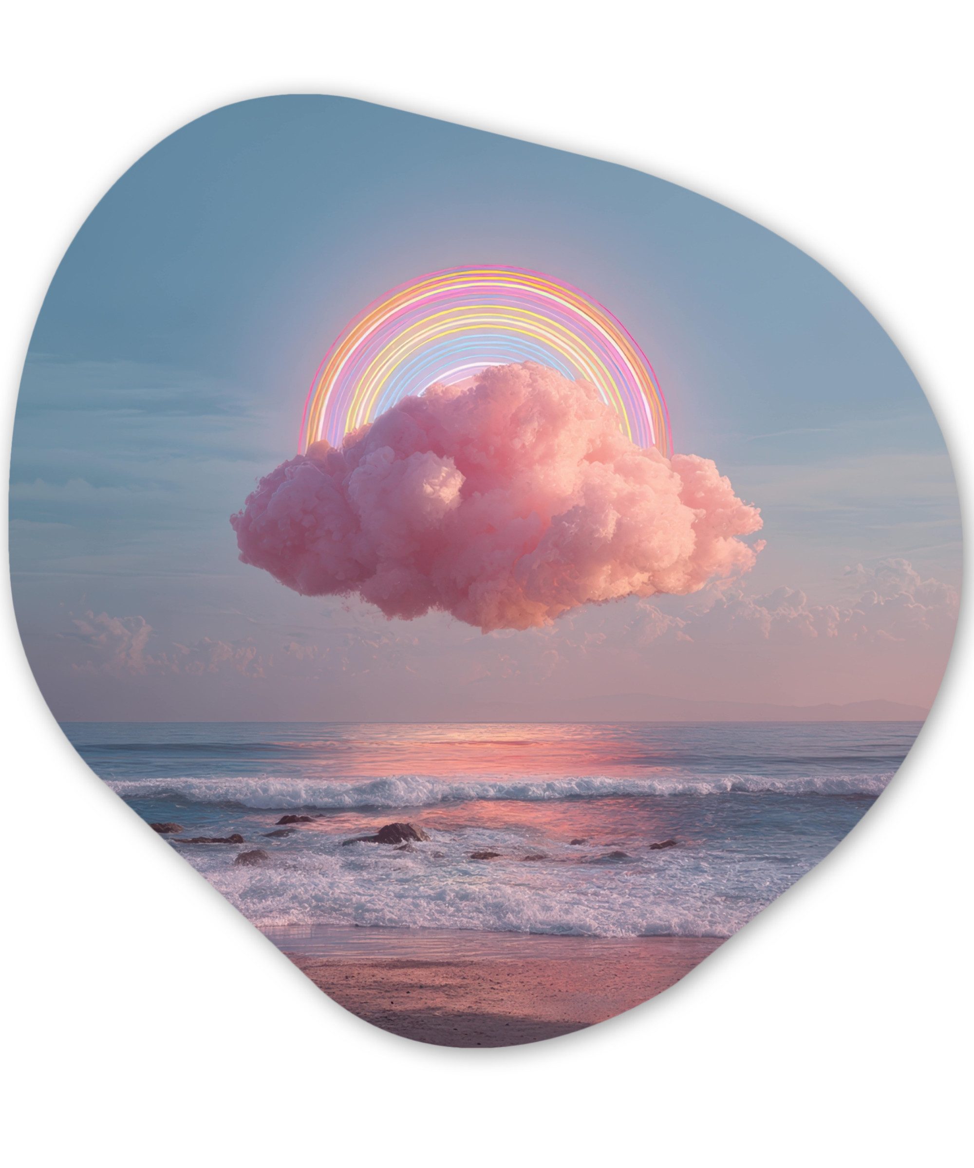 MuchoWow Gemälde Wolke - Regenbogen - Meer, Fotodruck (1 St), Wandbild Abstrakt, Wohnzimmer Schlafzimmer Wanddekoration, 40x40 cm