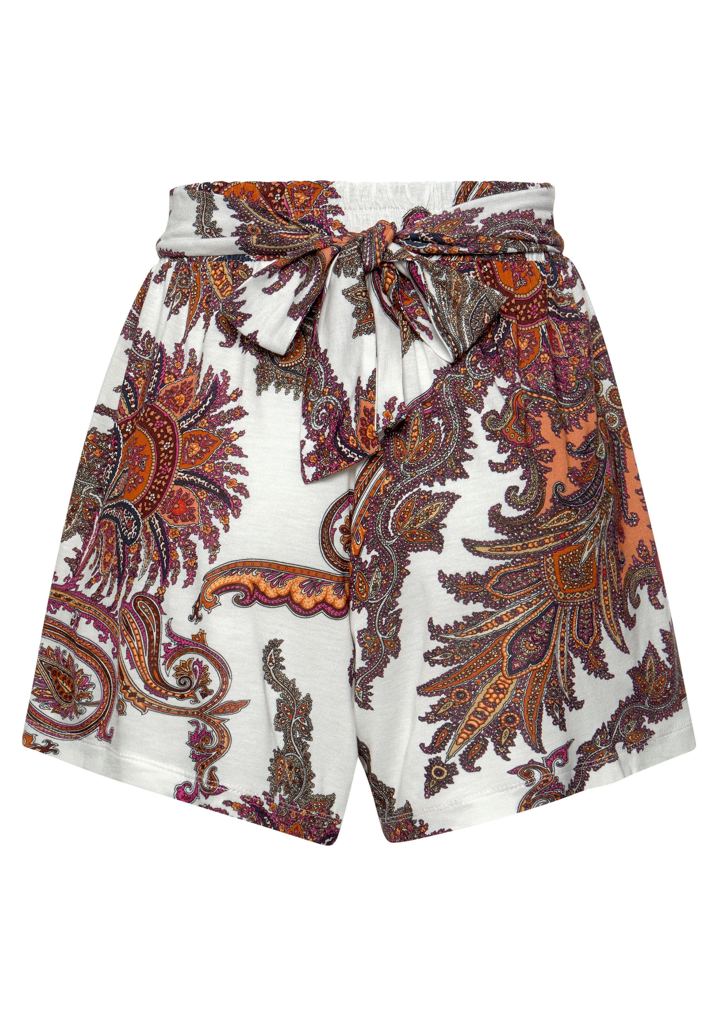 LASCANA Strandshorts mit Bindeband und Paisleydruck, günstig online kaufen