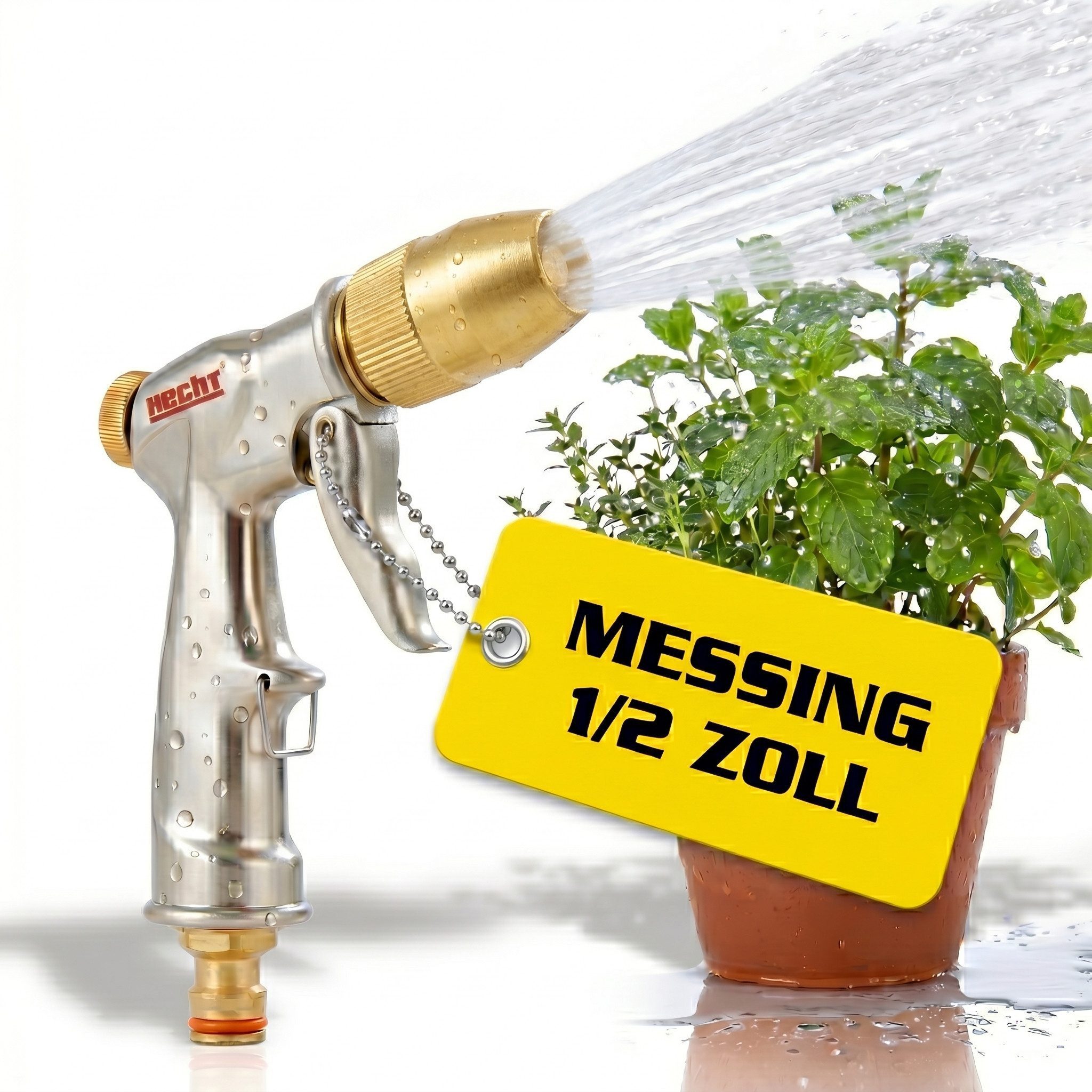 Hecht Bewässerungsbrause Gartenbrause Handbrause mit 6 Sprühmuster Rostfrei, Metallöse, 60 mm Sprühkopf