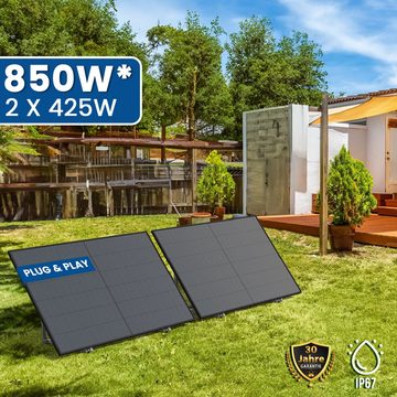 EPP.Solar Solarmodul 850W Balkonkraftwerk integriertem WiFi Wechselrichter mit Halterung, 850W Komplettset inkl. Montage Plug-and-Play-Einrichtung