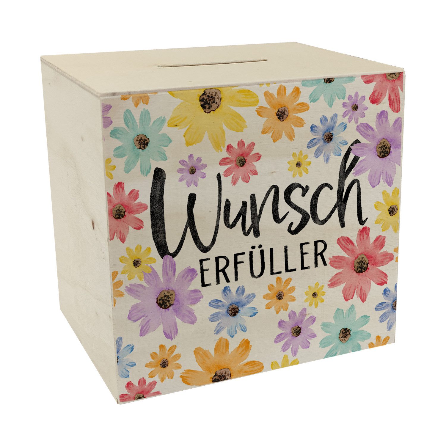 speecheese Spardose Blumen Spardose aus Holz mit Spruch Wunscherfüller günstig online kaufen