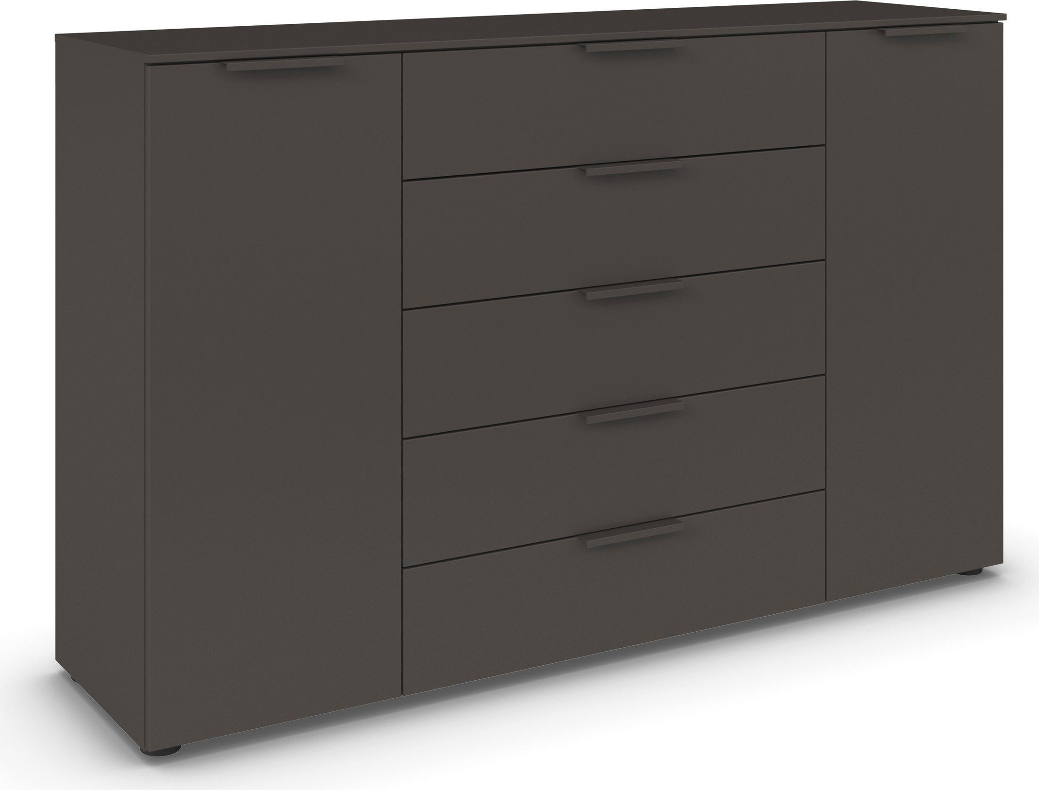 rauch Schubkastenkommode Flipp Schubladenkommode Wäscheschrank Schrank (Breite 160/180 cm mit 4 Einlegeböden), 2-türig mit 5 Schubladen und Soft-Close-Funktion in zwei Breiten