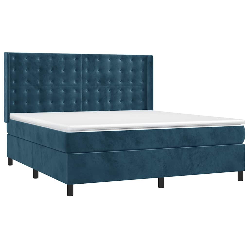 Bett Boxspringbett mit Matratze Dunkelblau 160x200 cm Samt