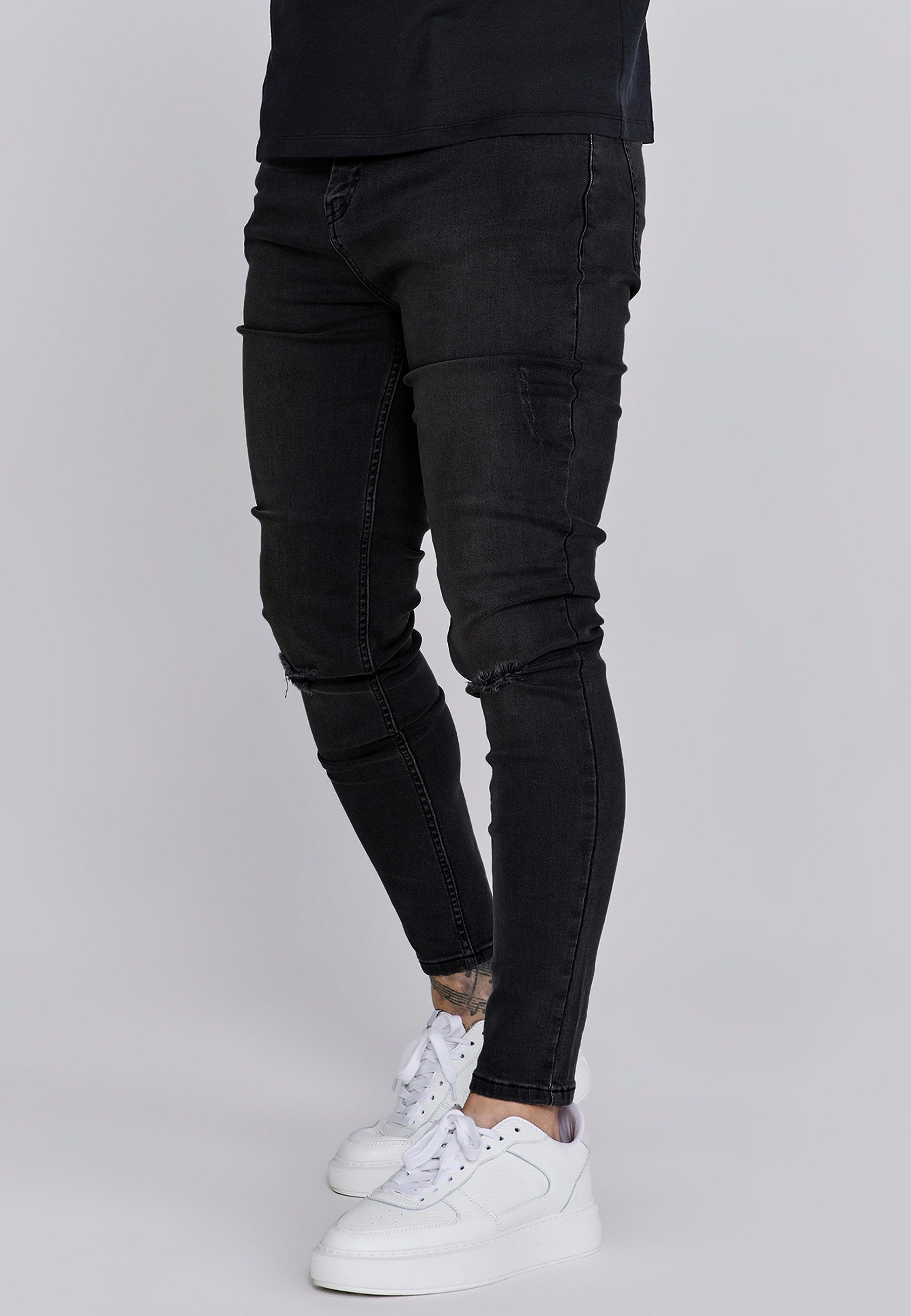 Siksilk Skinny-fit-Jeans SikSilk Herren Schwarze Distressed Skinny Jeans günstig online kaufen