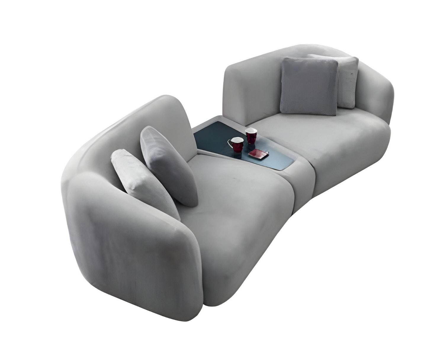Xlmoebel Sessel Moderne Wohnlandschaft in Grau mit bequemer Polsterung (4-Sitzer Sofa + 3-Sitzer Sofa + Sessel), Hergestellt in Europa