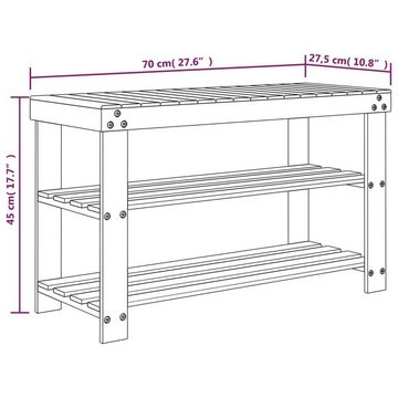 vidaXL Schuhregal Schuhregal mit 3 Ablagen 70x27,5x45 cm Bambus, 1-tlg.