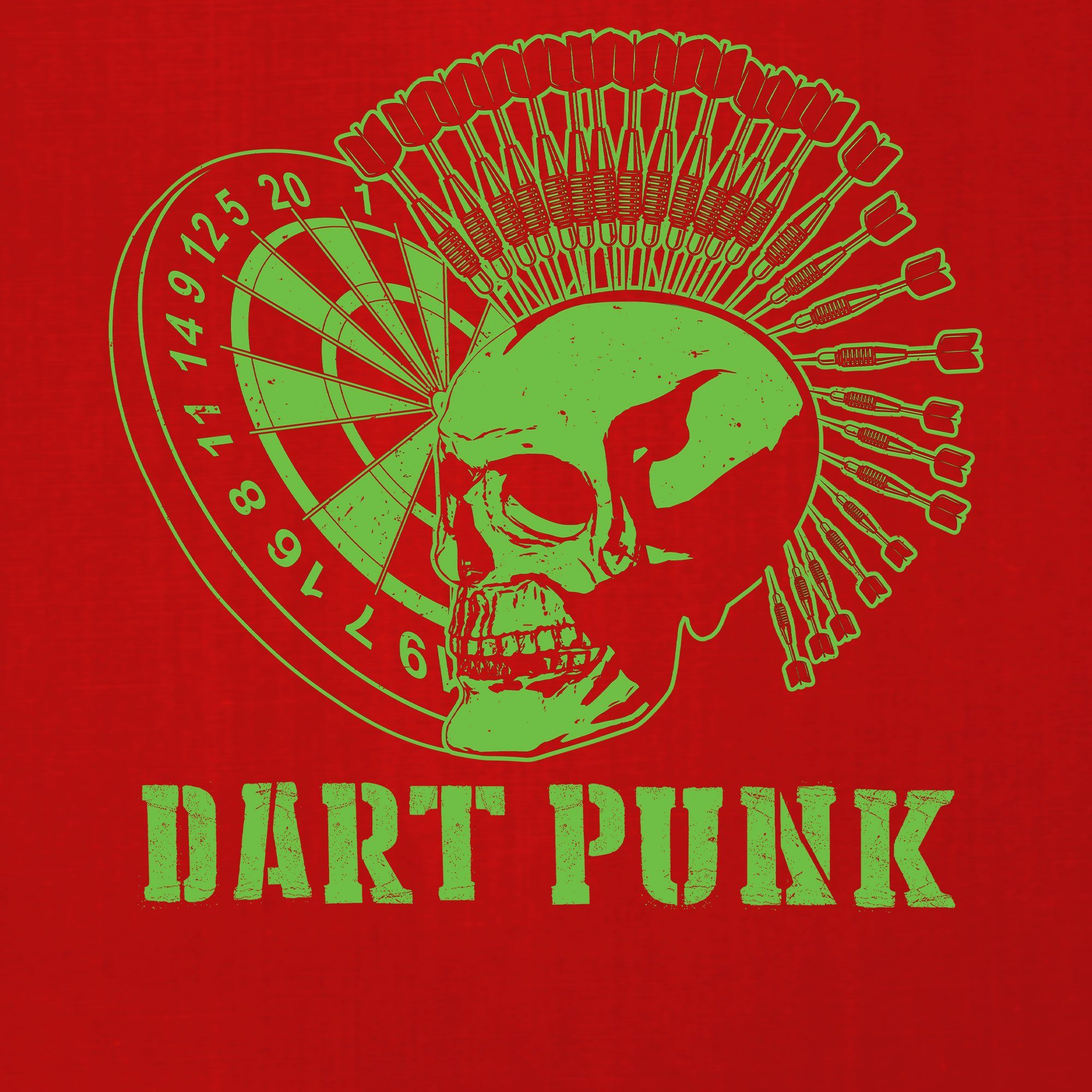 (1-tlg) T-Shirt Rot Dartspieler - Dart Dartpfeil Kurzarmshirt Quattro Dart Punk Herren Dartscheibe Formatee