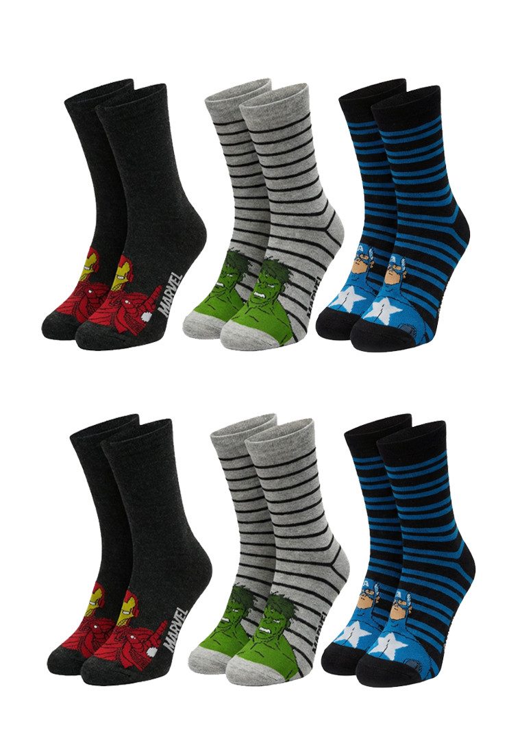 ONOMATO! Socken The Avengers Kinder Jungen Socken 6er Pack (6-Paar)