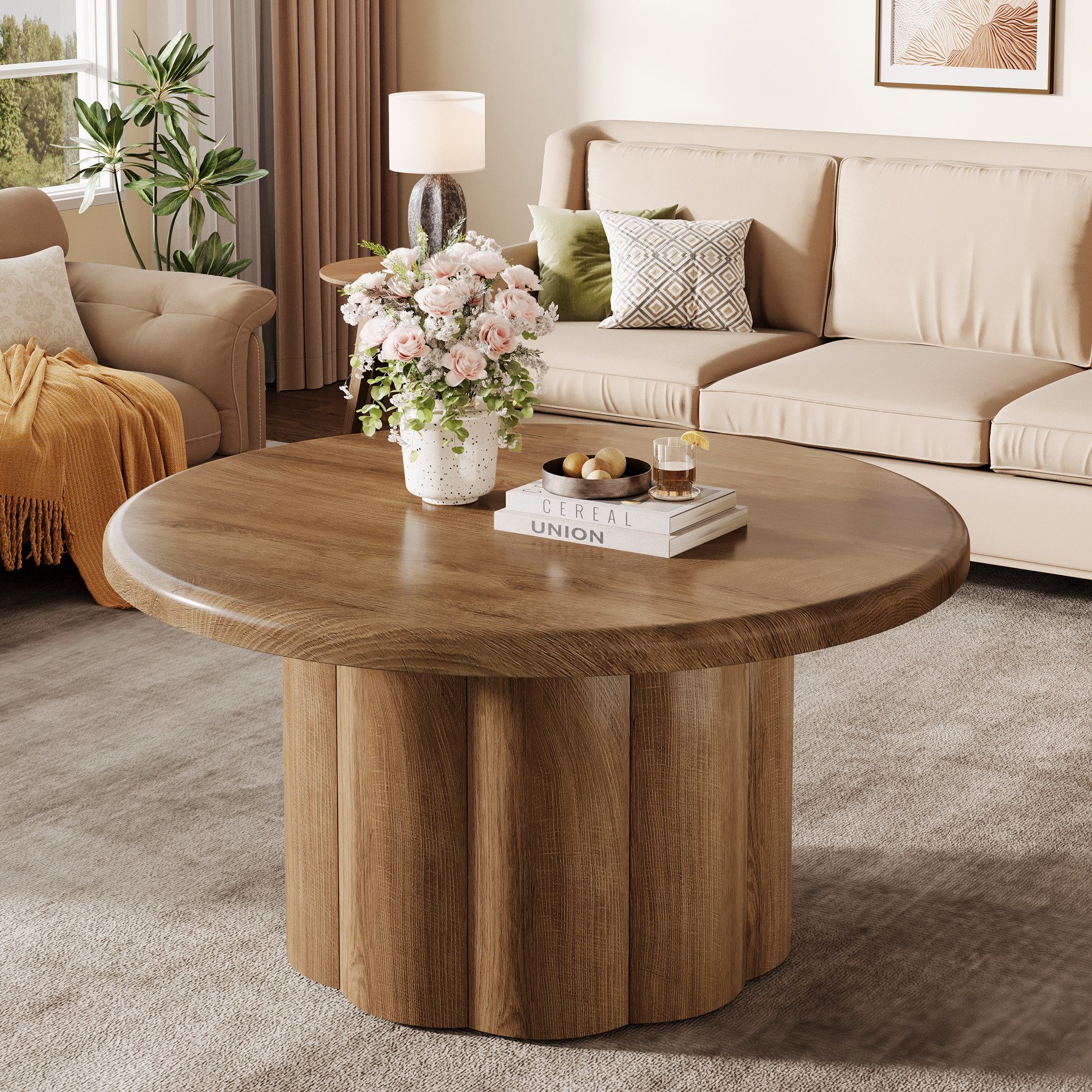 Tribesigns Couchtisch 80 cm runder Couchtisch für das Wohnzimmer, für kleine Räume – Bild 4 von 5