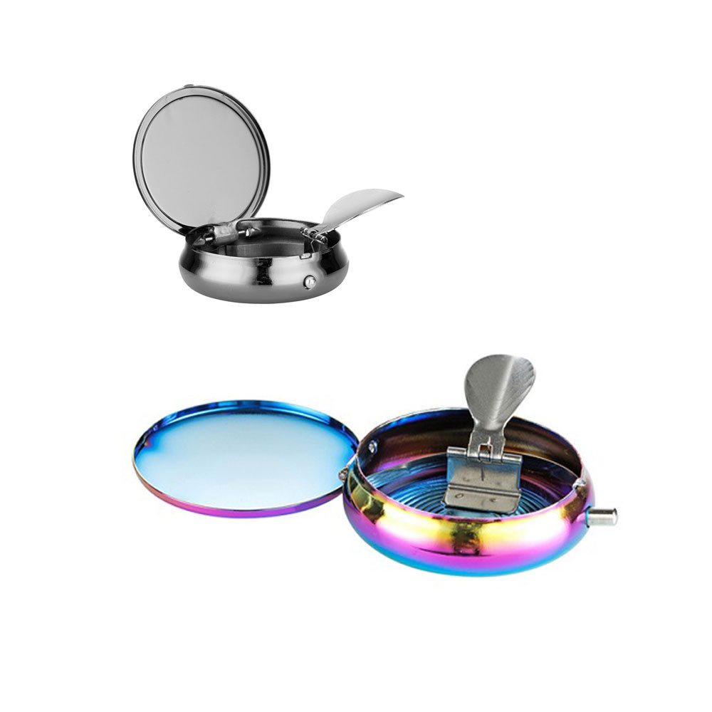 Coumo Aschenbecher 2x Taschenaschenbecher, Metall, Mini Ascher, Reise Handtasche