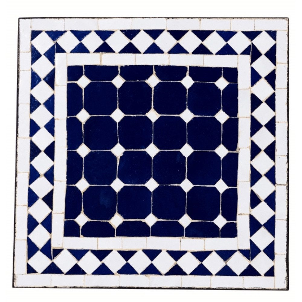 Marrakesch Orient & Mediterran Interior Tischplatte Tischplatte mediterran Marrakesch Blau Weiss - Eckig 40x40cm