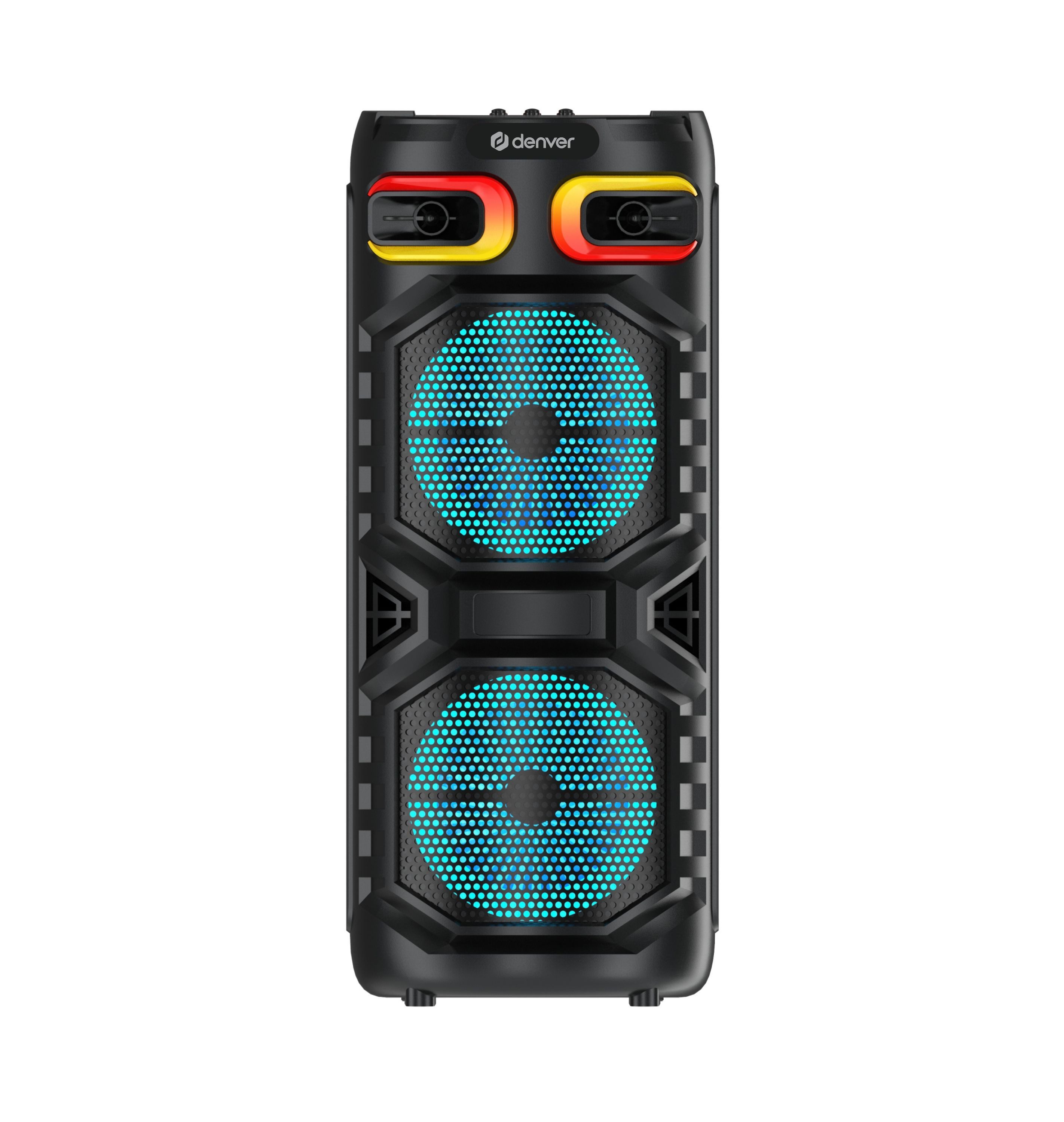 Denver BPS-355 Party-Lautsprecher 1.0 (Dual Woofer) (Bluetooth, 160 W, Mikrofonanschluss, TWS, Lichteffekte, Aufnahmefunktion auf USB/microSD)