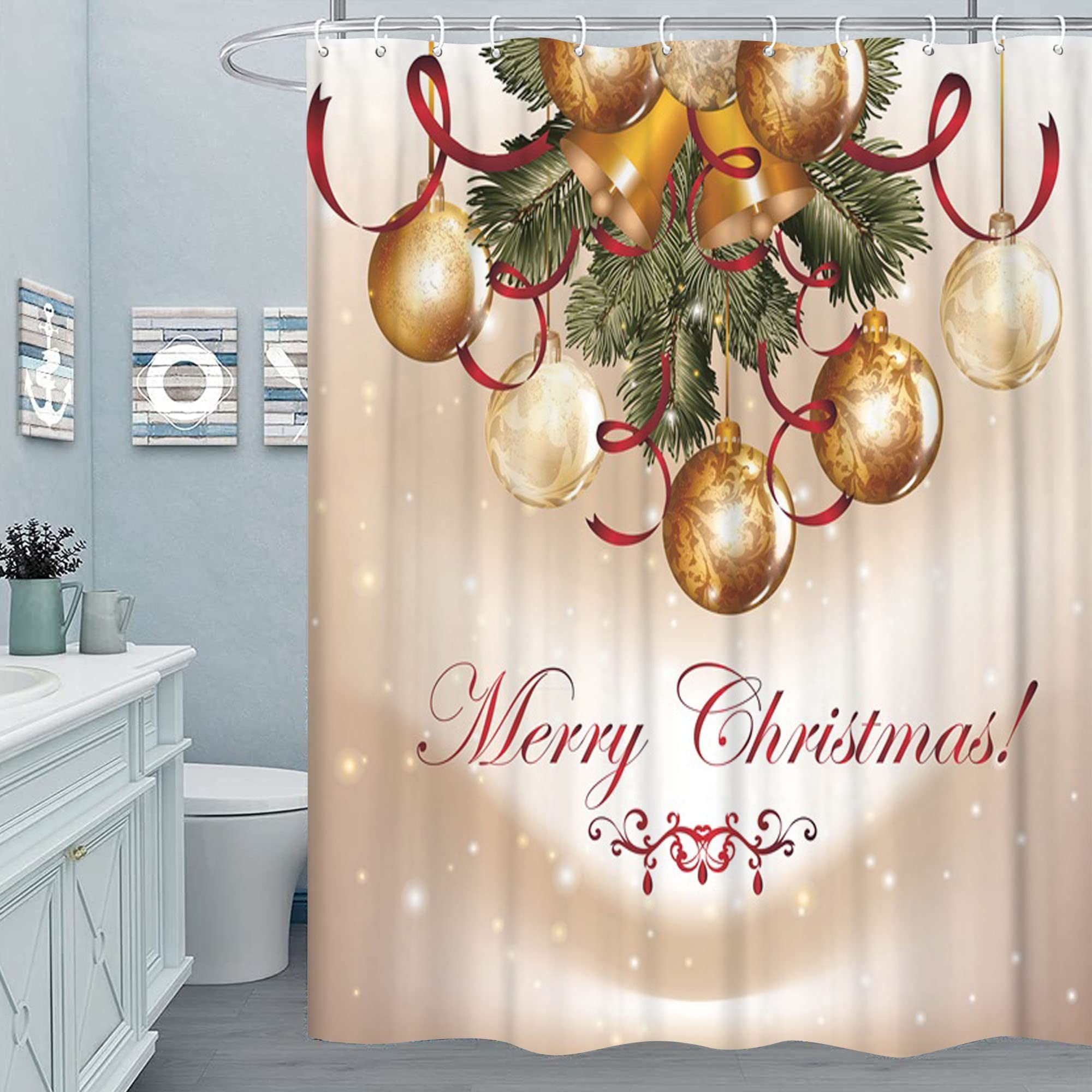 M&W DAS DESIGN Duschvorhang Shower curtains 180x200 Anti schimmel Weihnachts