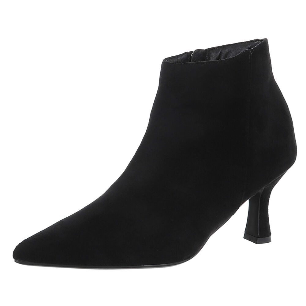 Ital-Design Damen Stiefelette spitz mit Trichterabsatz Stiefelette (92392400) Pfennig-/Stilettoabsatz Stiefeletten in Schwarz