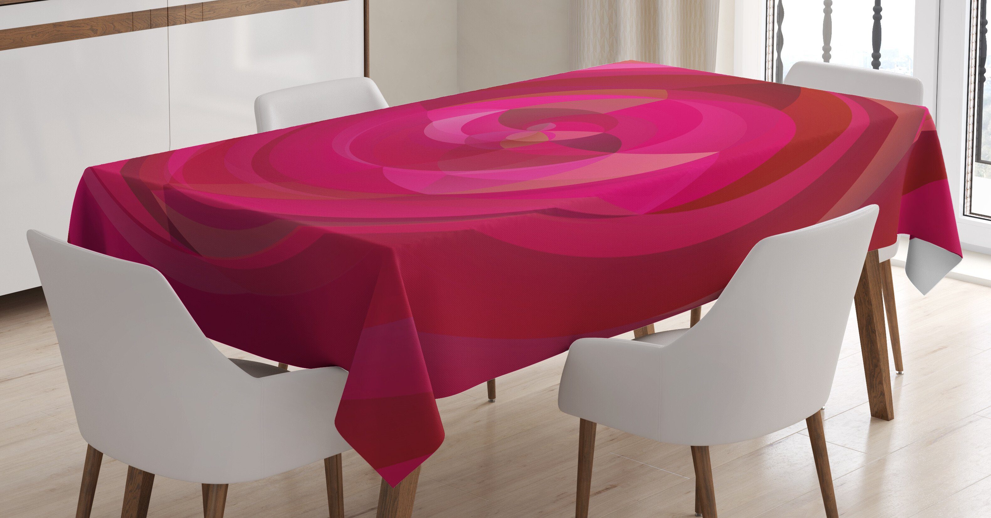 Abakuhaus Tischdecke Farbfest Waschbar Für den Außen Bereich geeignet Klare Farben, Hot Pink Zusammenfassung wirbelt Shapes