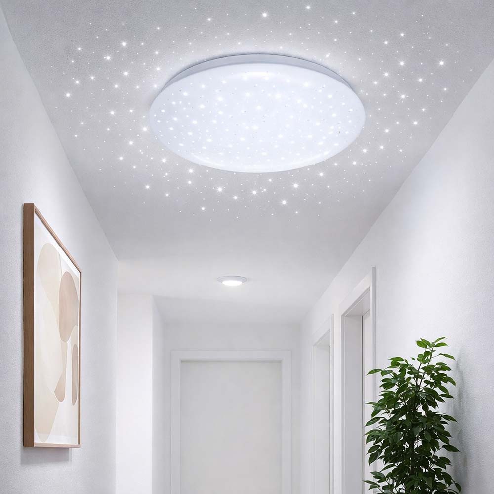 V-TAC LED Deckenleuchte, LED-Leuchtmittel fest verbaut, Tageslichtweiß, LED Deckenlampe Schlafzimmerleuchte kaltweiß Sterneneffekt