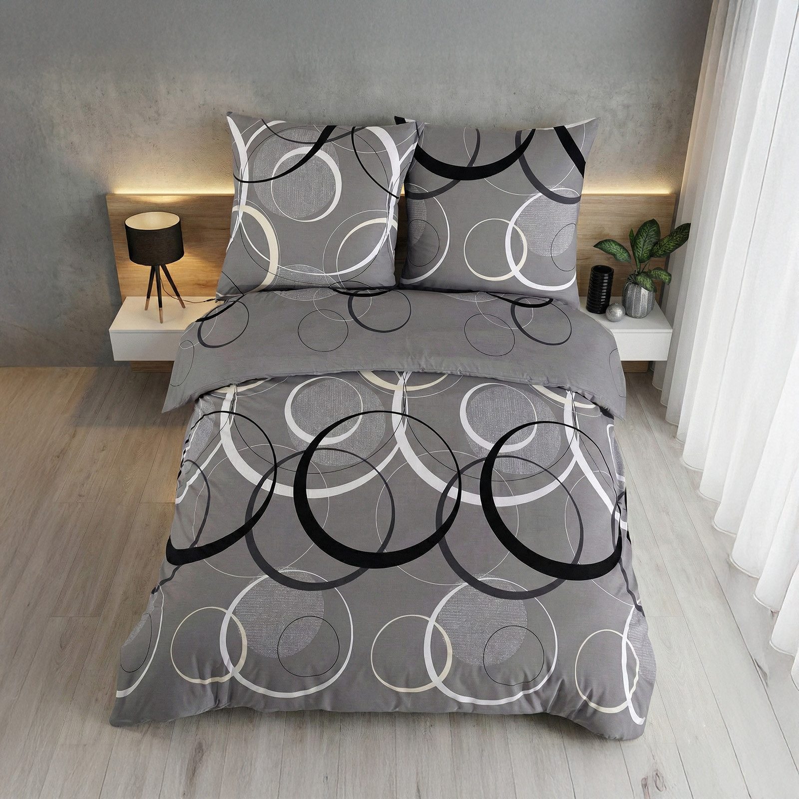 Buymax Bettwäsche Wave, Bettgarnitur, Bettbezug Set, Renforcé, 2 teilig, 100% Baumwolle