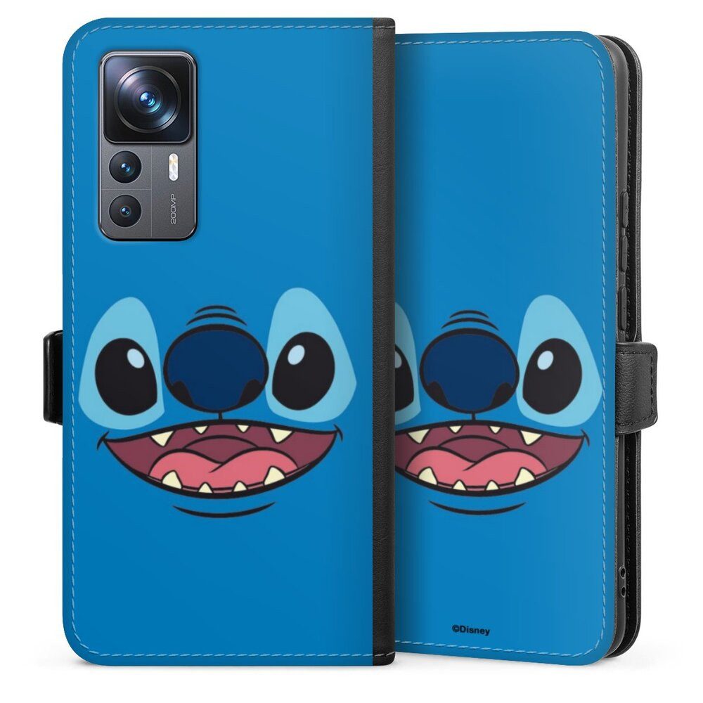 DeinDesign Handyhülle Lilo & Stitch Disney Offizielles Lizenzprodukt Stitch Closeup, Xiaomi 12T 5G Hülle Handy Flip Case Wallet Cover Handytasche Leder