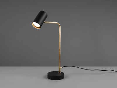 meineWunschleuchte LED Schreibtischlampe, Dimmfunktion, LED wechselbar, Warmweiß, Groß-e Arbeitsplatzleuchte Nachttisch-lampe Schwarz Gold, Höhe 45cm
