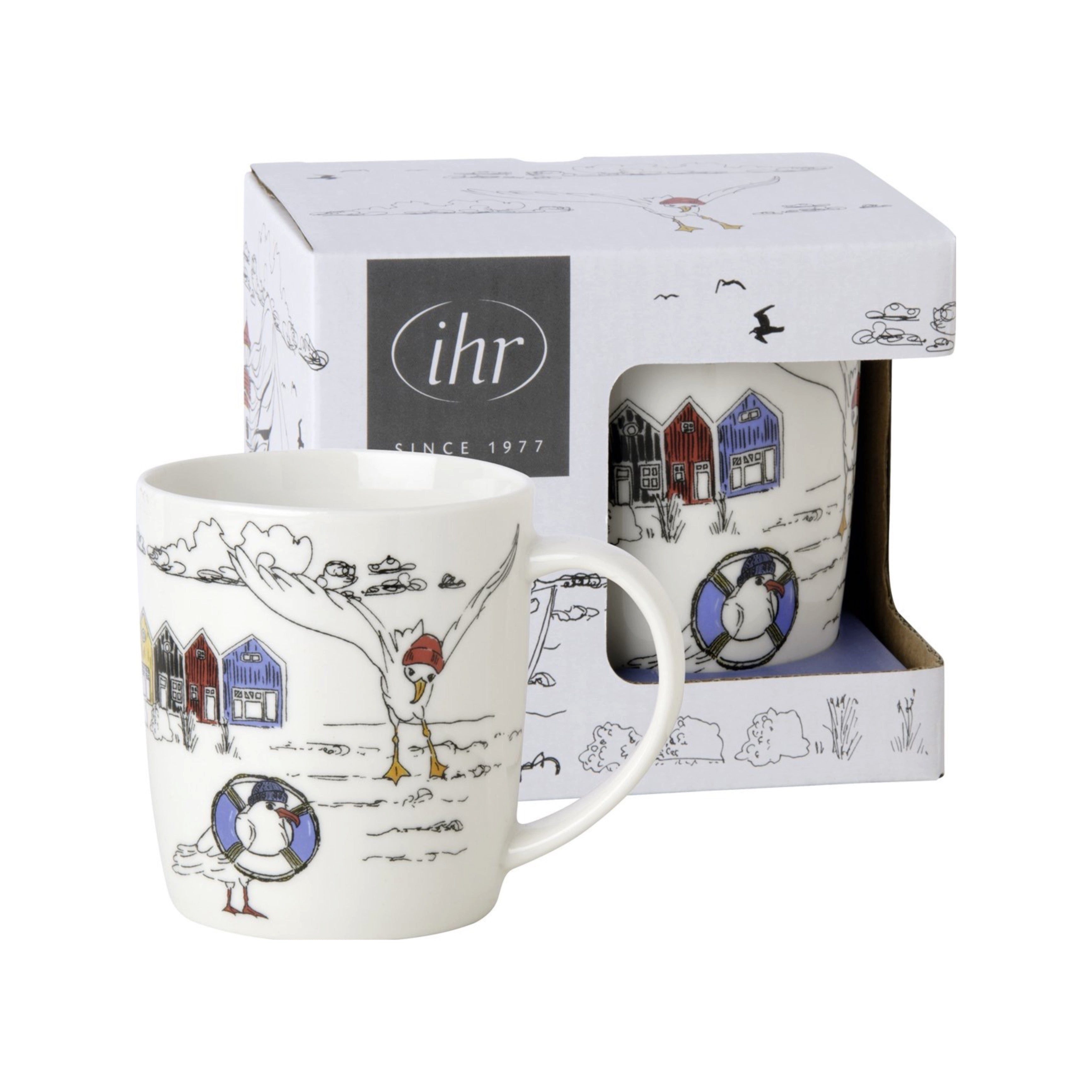 IHR Becher Maritimer Becher aus Porzellan " Freche Möwen " von ihr - Geschenkidee