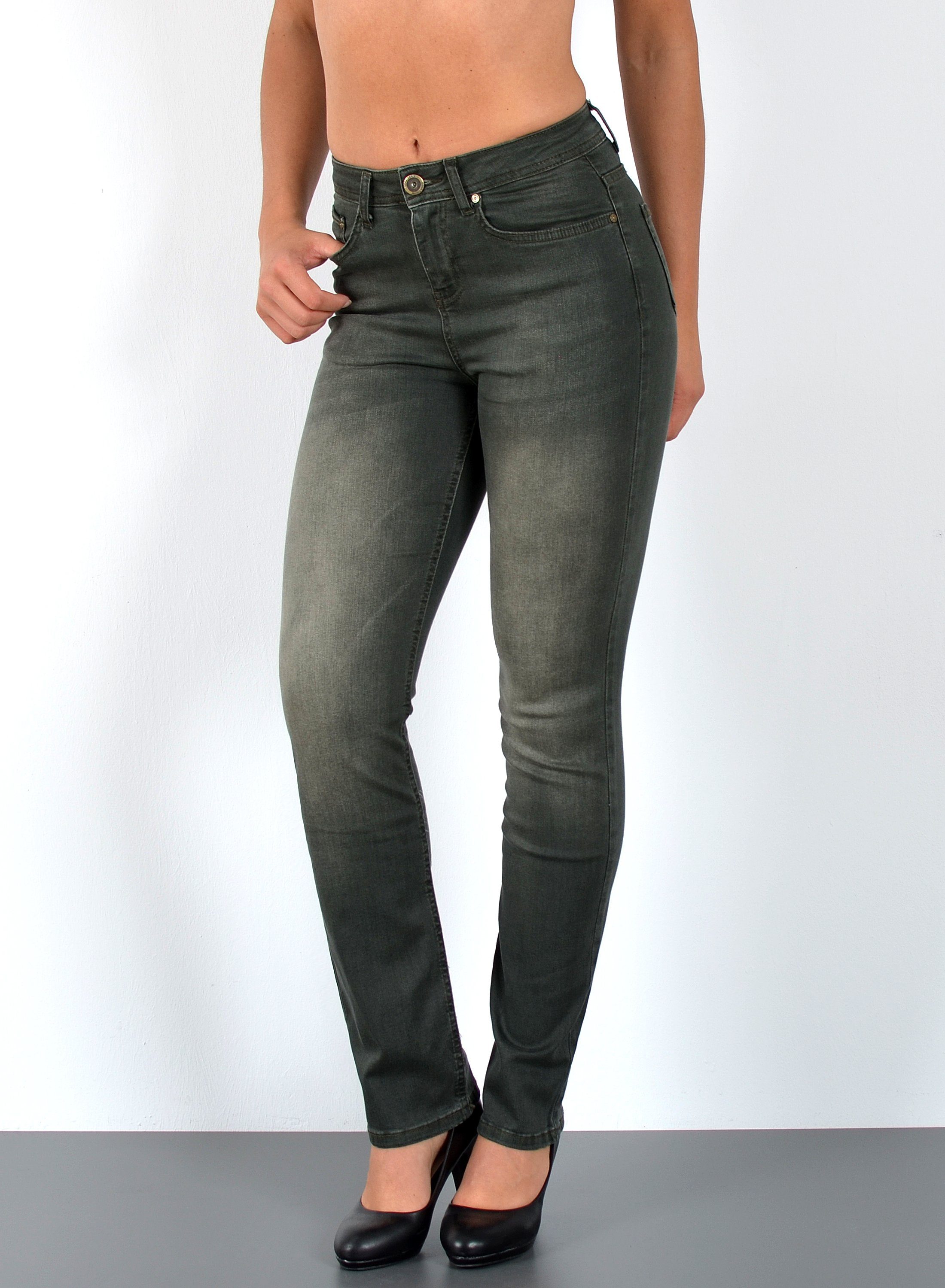 ESRA Straight-Jeans Premium High Waist Jeans Damen Straight Leg Hosen Stretch-Jeans G8 Straight Leg Damen Jeans High Waist Hose Stretch Regular Jeanshose
