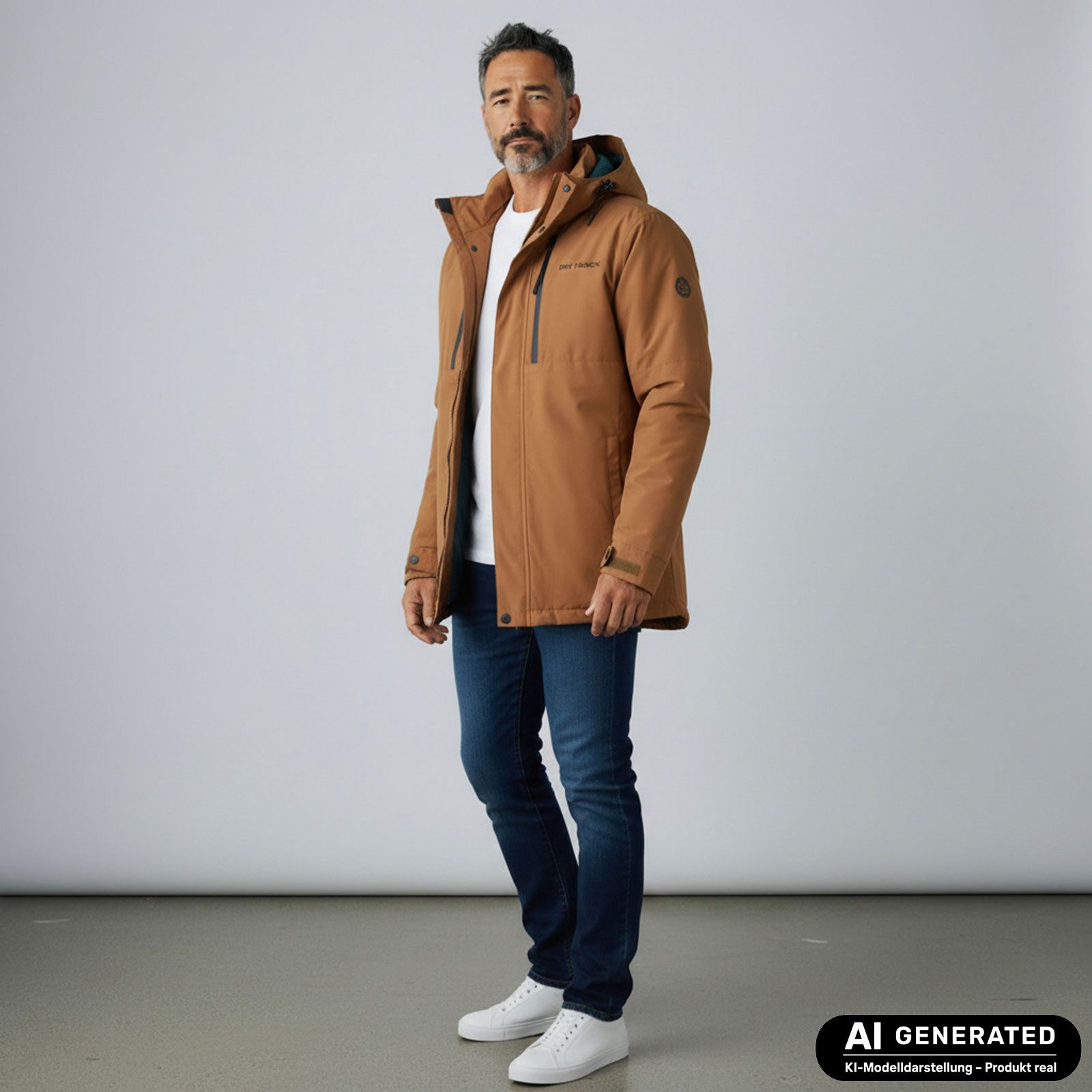 Dry Fashion Parka Grönland Herren Funktionsjacke gefüttert - Outdoor-Jacke Winter-Mantel Wasserdicht, Winddicht, Atmungsaktiv, 2-Wege-Reißverschluss, Kapuze