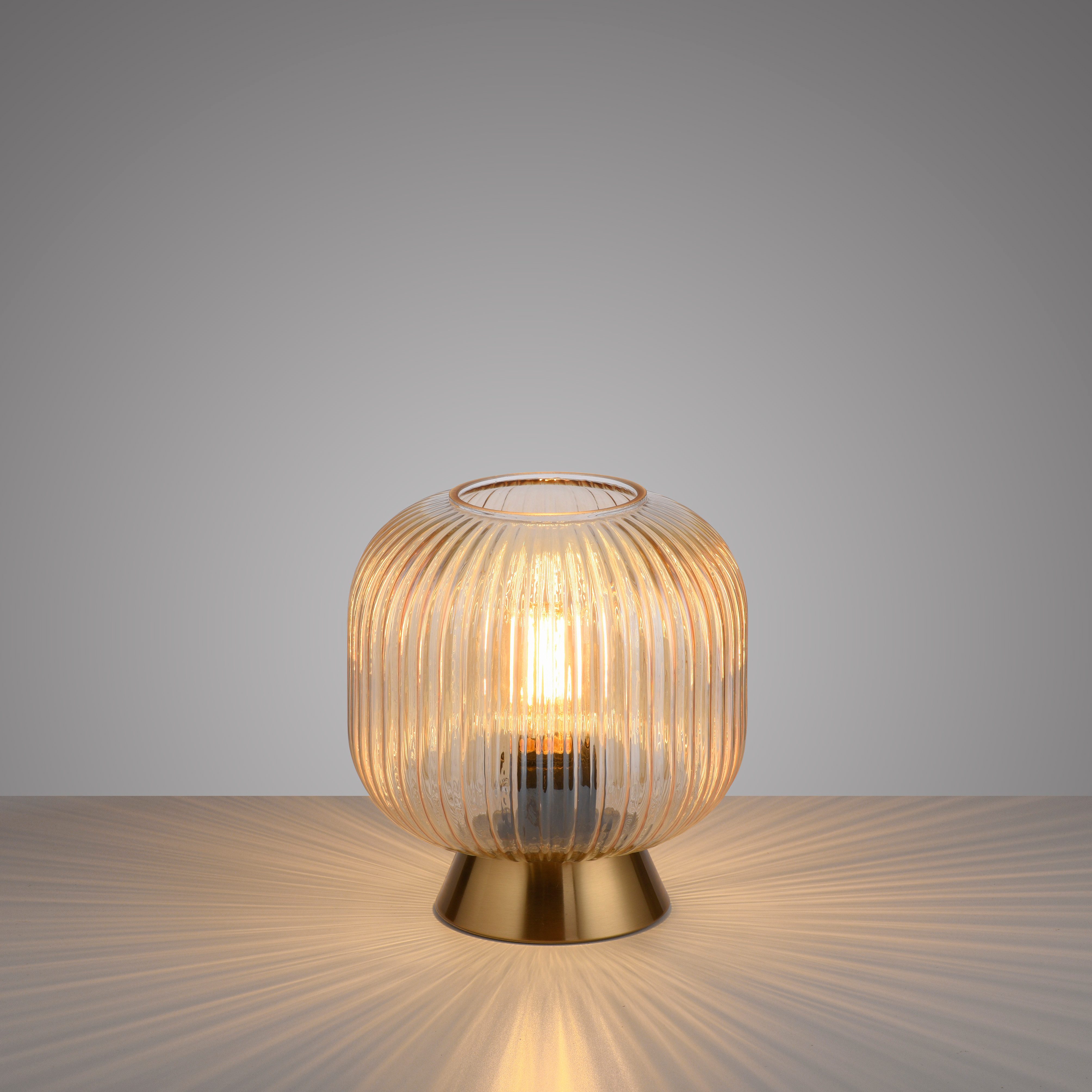 SCHÖNER WOHNEN-Kollektion LED Tischleuchte NAMI, Ein-/Ausschalter, ohne Leuchtmittel, SCHÖNER WOHNEN Kollektion, Schnurschalter, geriffeltes Glas – Bild 5 von 5