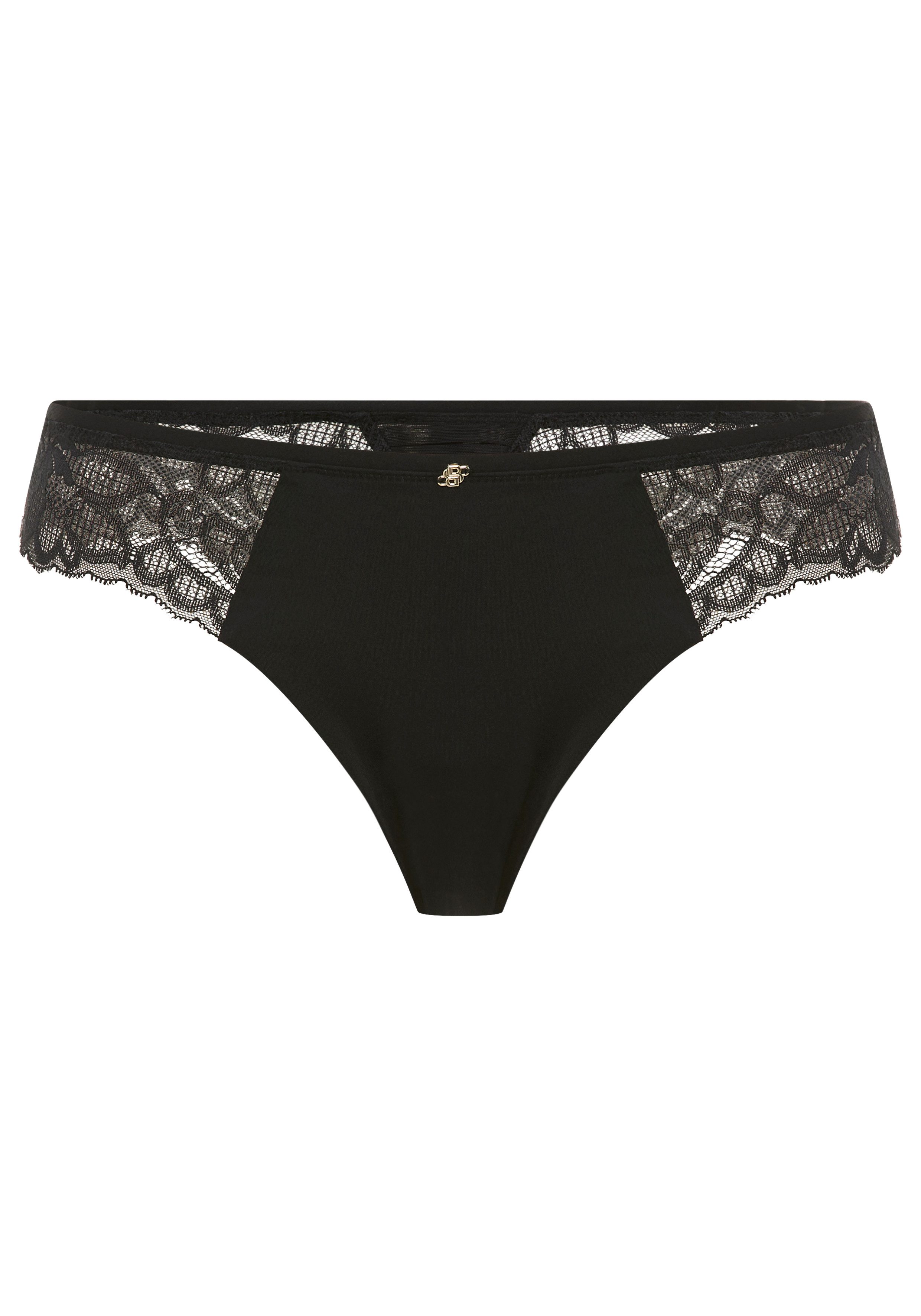 BOSS Tanga BLOSSOM aus Spitze mit plissiertem Mesh und goldenem Anhänger
