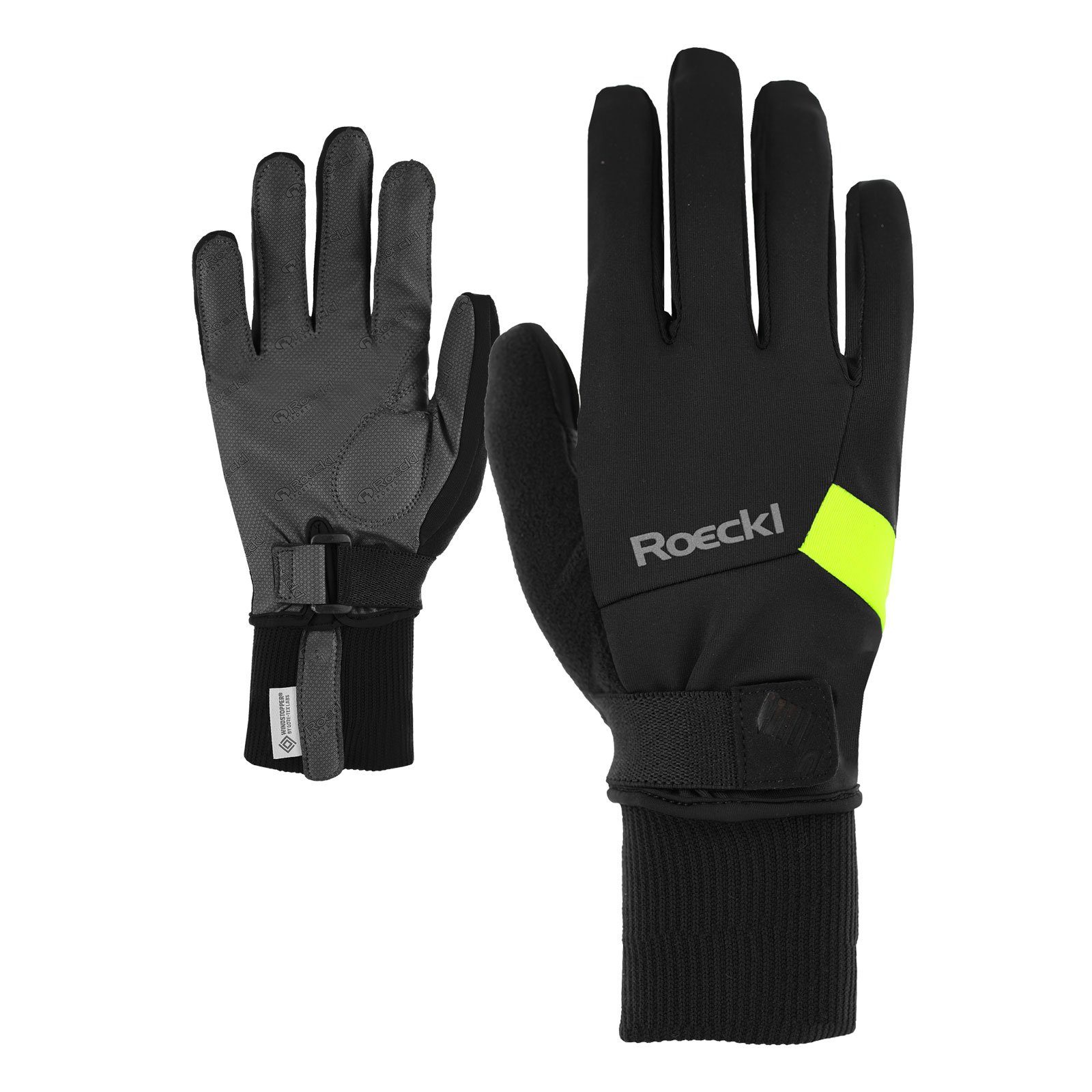 Roeckl SPORTS Langlaufhandschuhe Lappi 2 mit elastischem Klettriegel 9210 black / fluo yellow