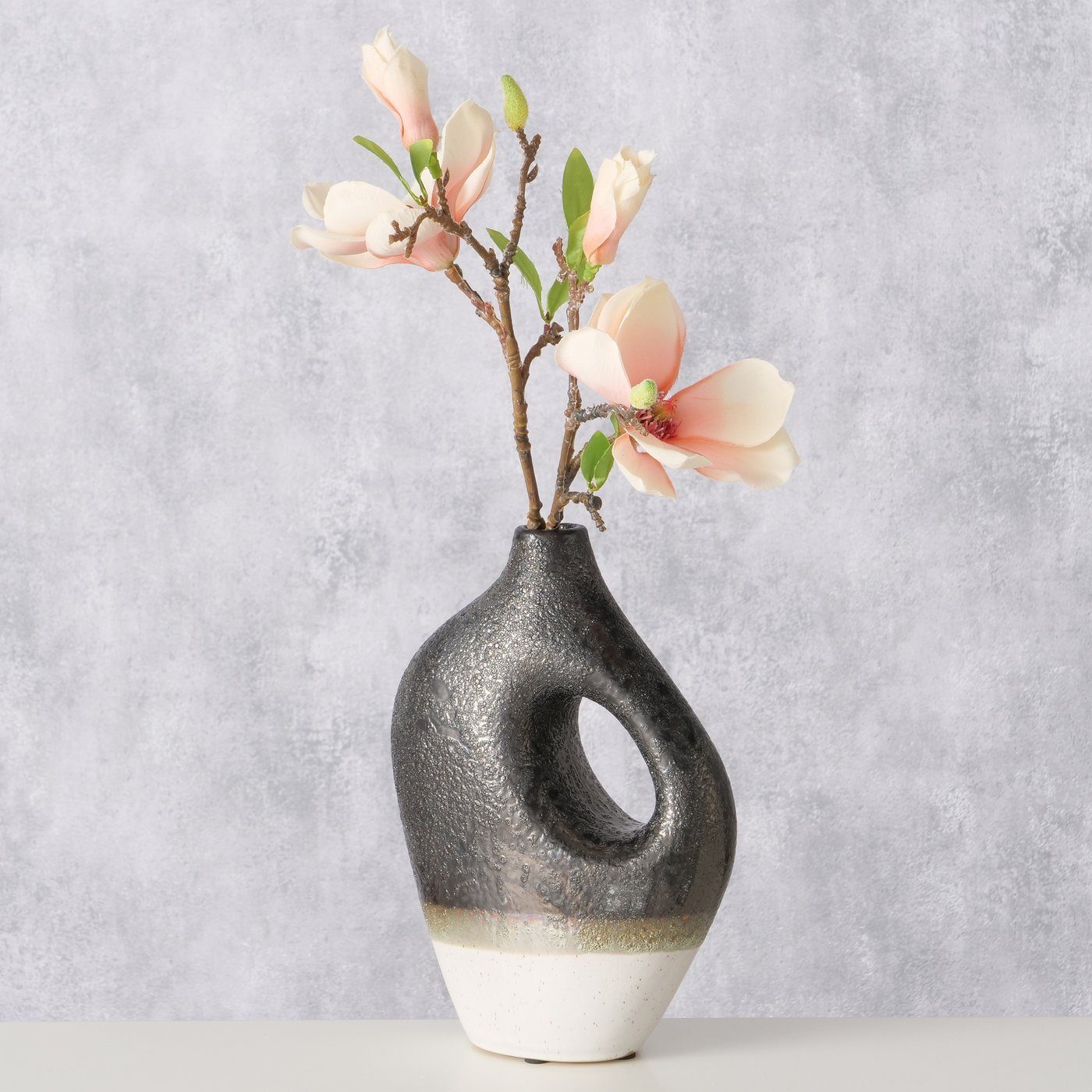 H26cm, Keramik Vase "Lamuna" aus Dekovase in schwarz/weiß BOLTZE