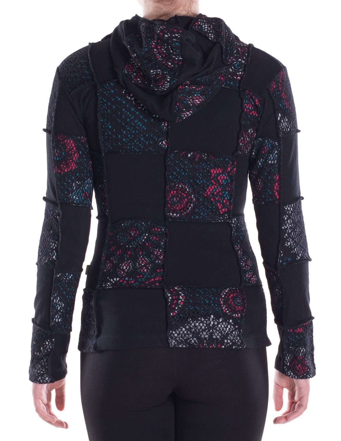 Vishes Kapuzensweatjacke Damen-Jacke Blumen-Sweatjacke Hippie-Jacke Spitzen Kapuzenjacke Gothik, Elfen, Boho Style, Alternative Bekleidung