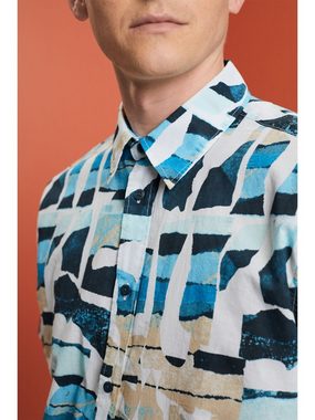 Esprit Kurzarmhemd Gemustertes Kurzarm-Hemd, 100% Baumwolle