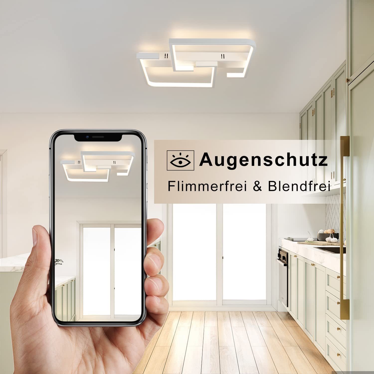 Nettlife LED Deckenleuchte Schwarz Dimmbar Fernbedienung 35W deckenlampe, LED fest integriert, Warmweiß, Neutralweiß, Kaltweiß, für Schlafzimmer Schlafzimmer Kü – Bild 4 von 5
