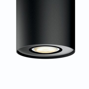 Philips Hue LED Deckenstrahler Bluetooth White Ambiance Spot Pillar in Schwarz 5W 350lm GU10, keine Angabe, Leuchtmittel enthalten: Ja, LED, warmweiss, Deckenstrahler, Deckenspot, Aufbaustrahler