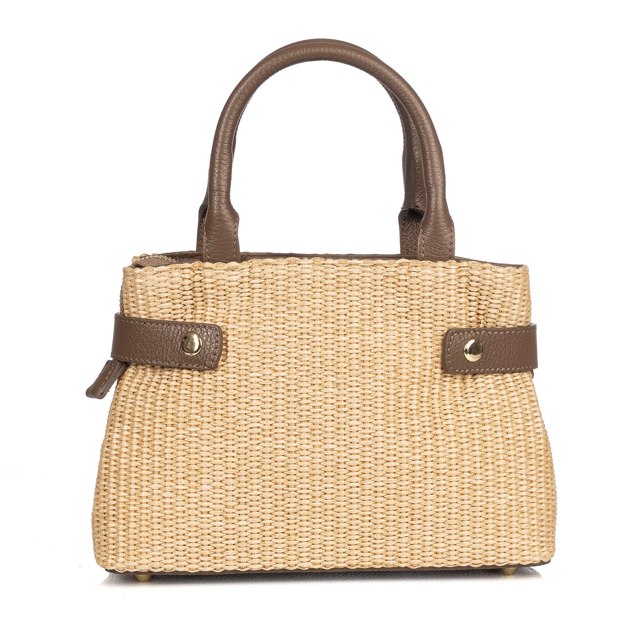 Der Trachtler Trachtentasche Damen Raffia-Tasche mit Lederdetails, - Made in Italy