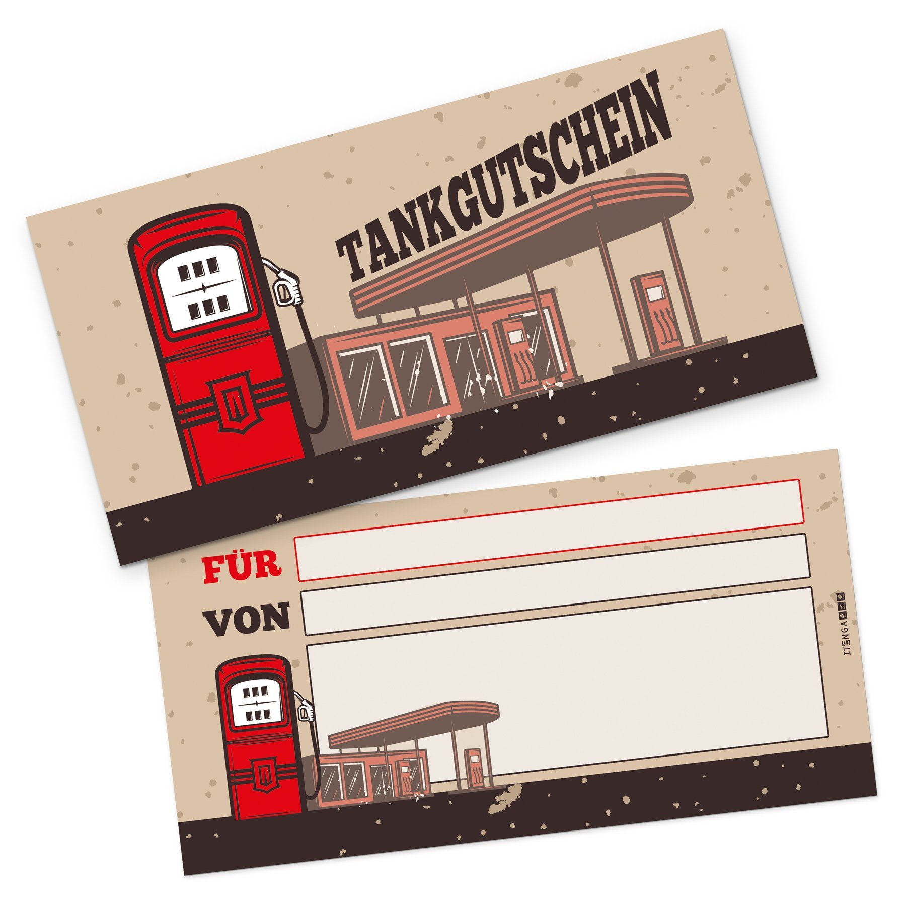 itenga Grußkarten itenga Ausfü 10), Geschenkgutschein (Motiv Postkarte zum Tankgutschein