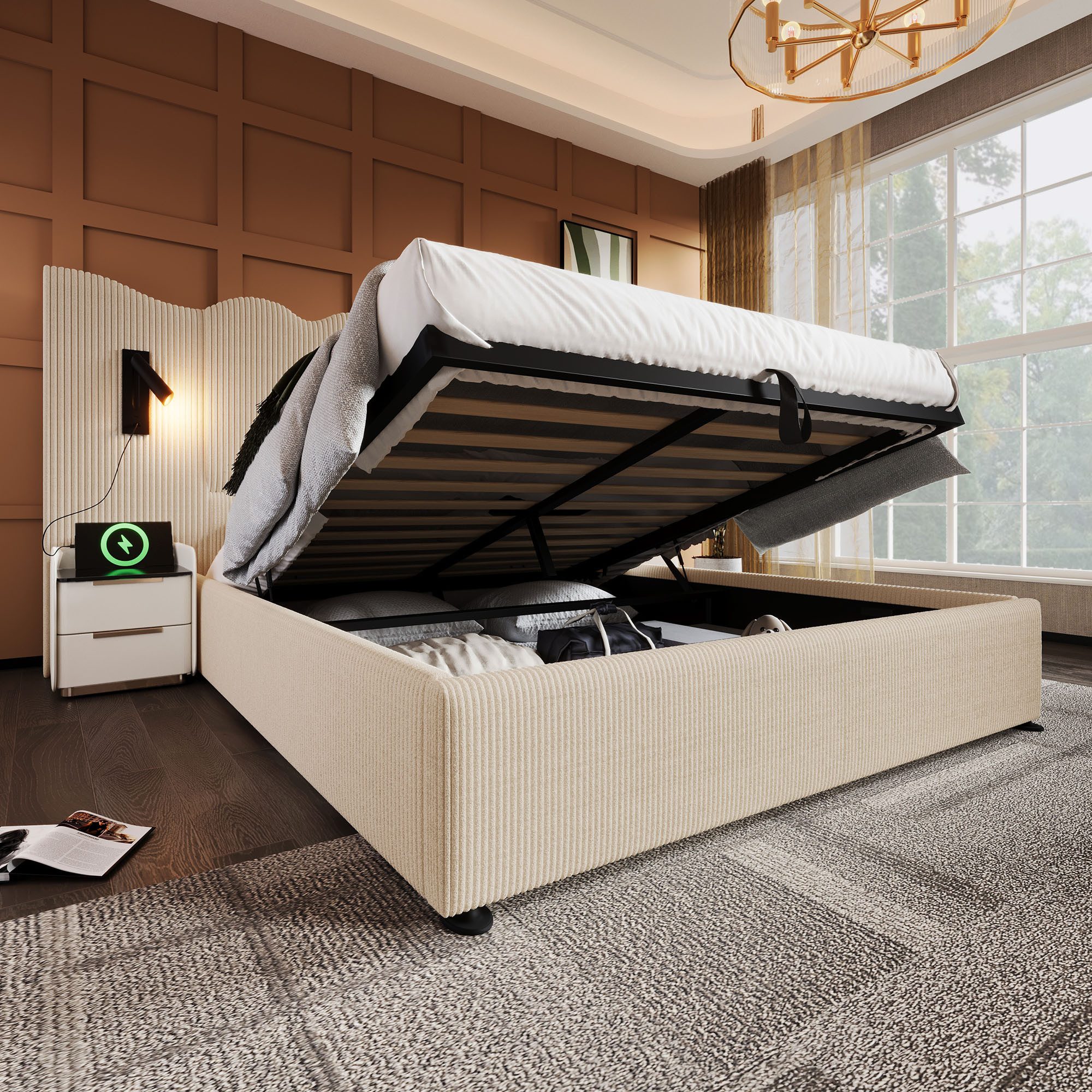 HAUSS SPOLE Polsterbett 160×200 mit Leselampe günstig online kaufen