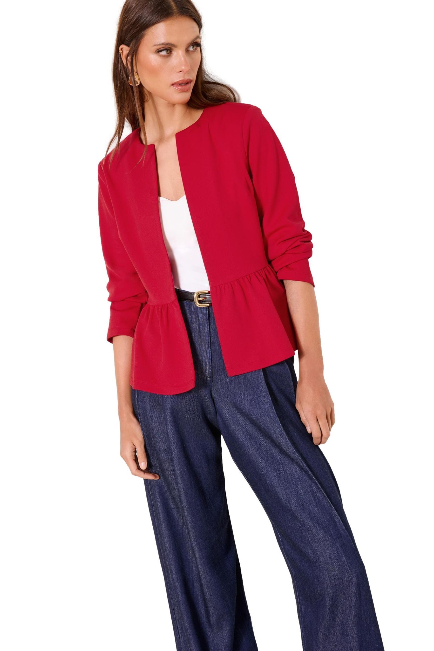 LIPSY Jackenblazer Lipsy verkürzte Jacke mit Schößchen, Regular (1-tlg)