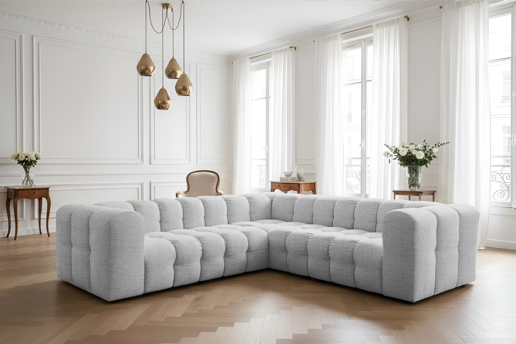 yourhouse24 Ecksofa Symmetrisches BLOOM 270x270 cm, Design Lounge-Sofa, Bubble-Optik, Made in Europe