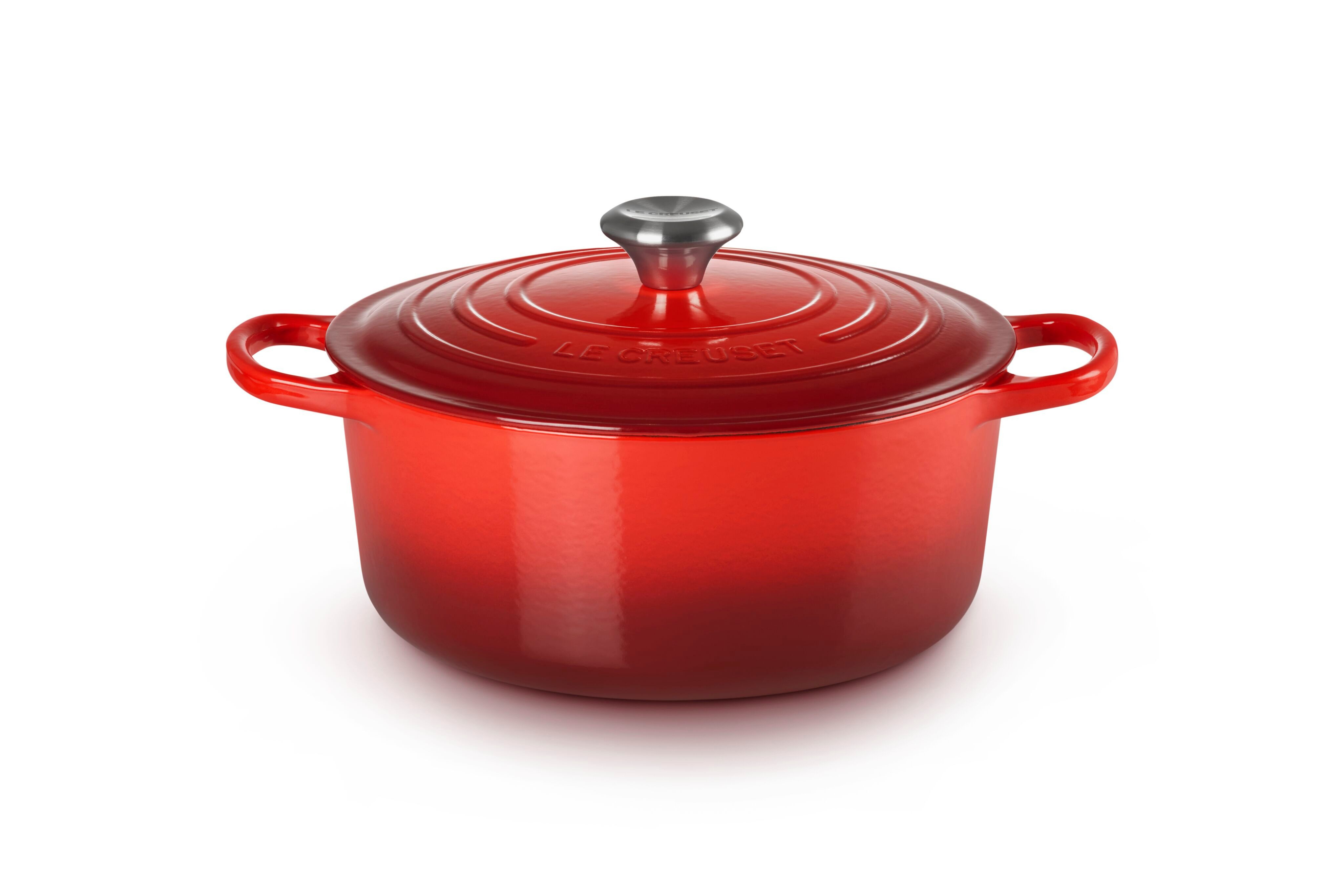 LE CREUSET Bräter Signature Gusseisen-Bräter, Gusseisen, Rund, Ø 26 cm, 4,2 l, 5,14 kg, Kirschrot, 21177260602430